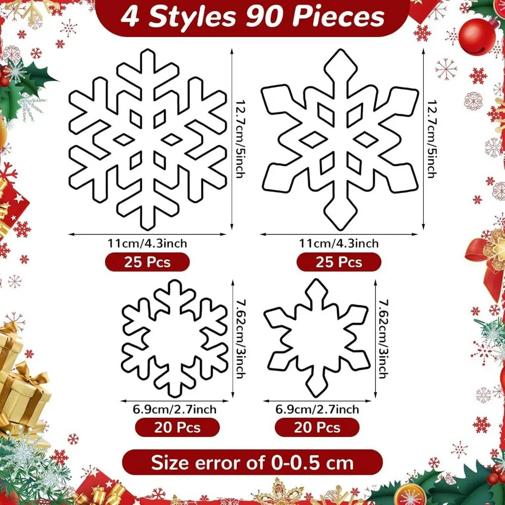 Festive 90 Pcs Snowflake Cutouts with Adhesive Dots - Perfect for Winter Themes